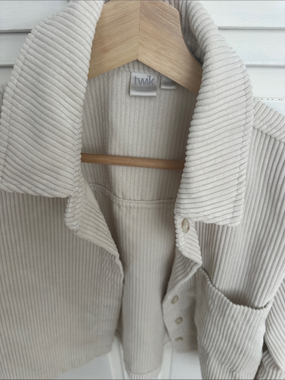 twik Cream Corduroy Button-Front Jacket - Picture 5 of 8